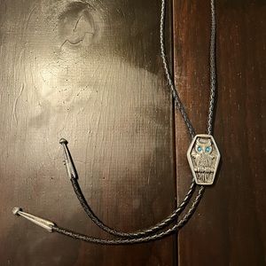 Turquoise coffin owl bolo  tie VTG